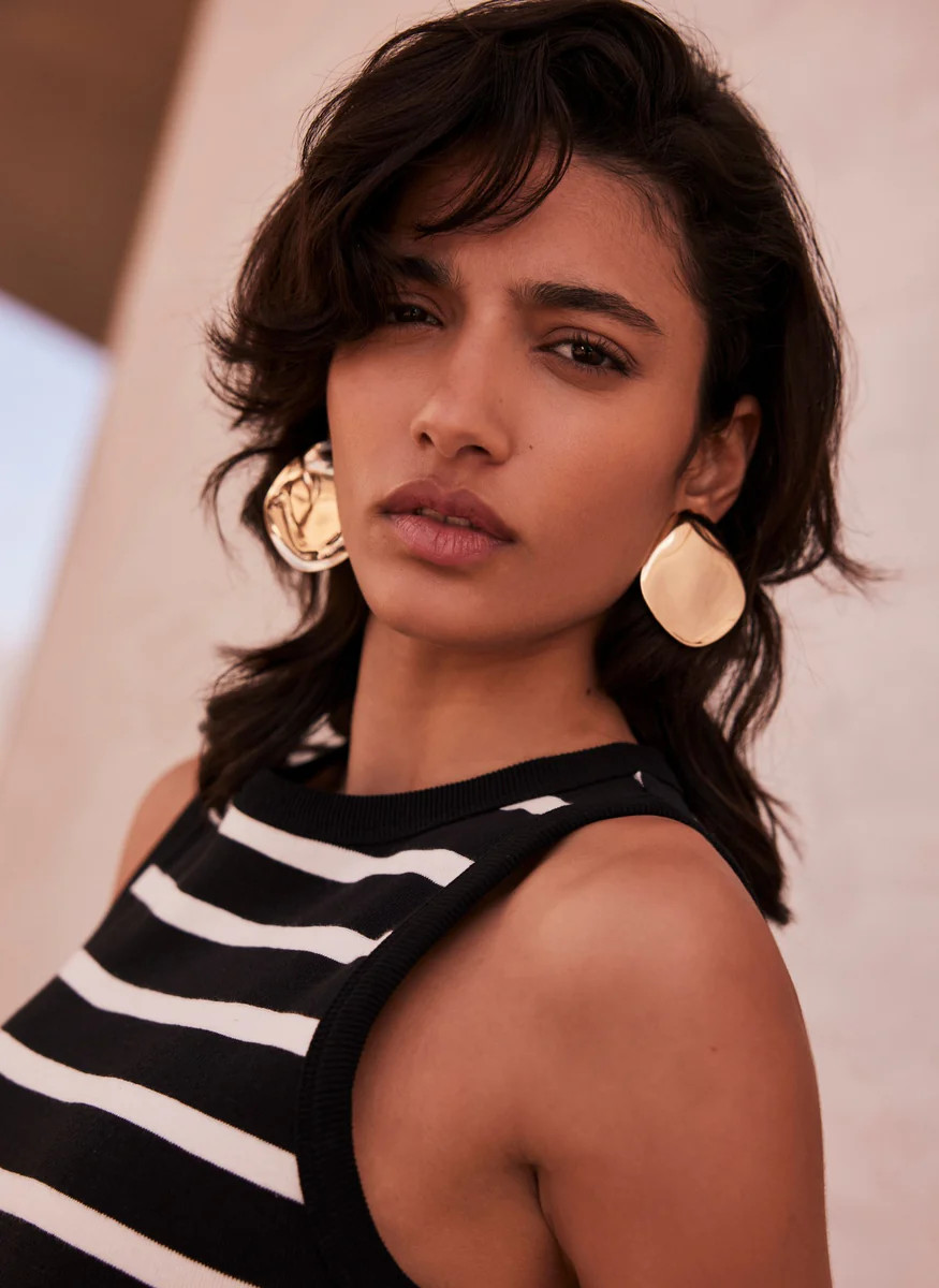 Gold Tone Disc Earrings | Mint Velvet