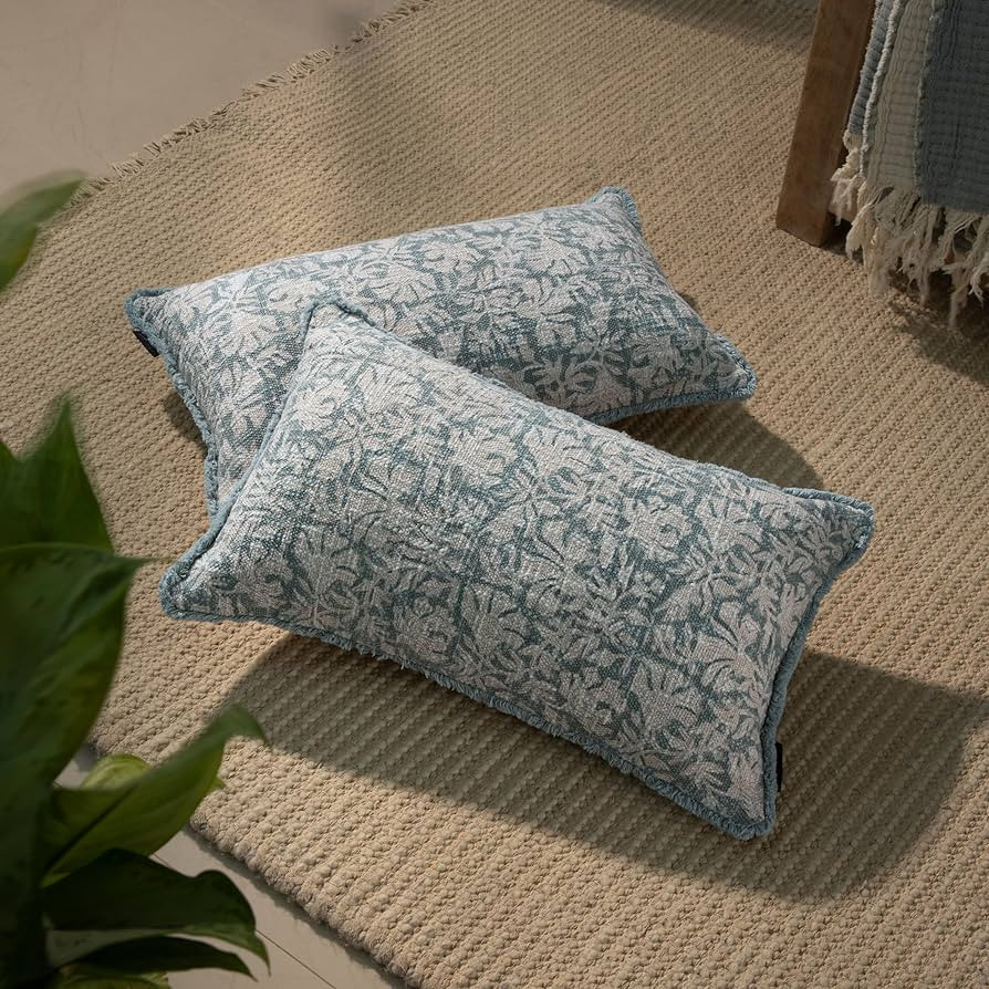 Decorative Throw Pillow Covers, Set of 2 (Paleblue, 12" x 20" (Pack of 2)) | Amazon (US)