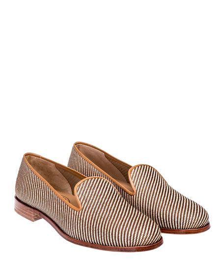 Stubbs and Wootton Woven Straw Slippers | Neiman Marcus