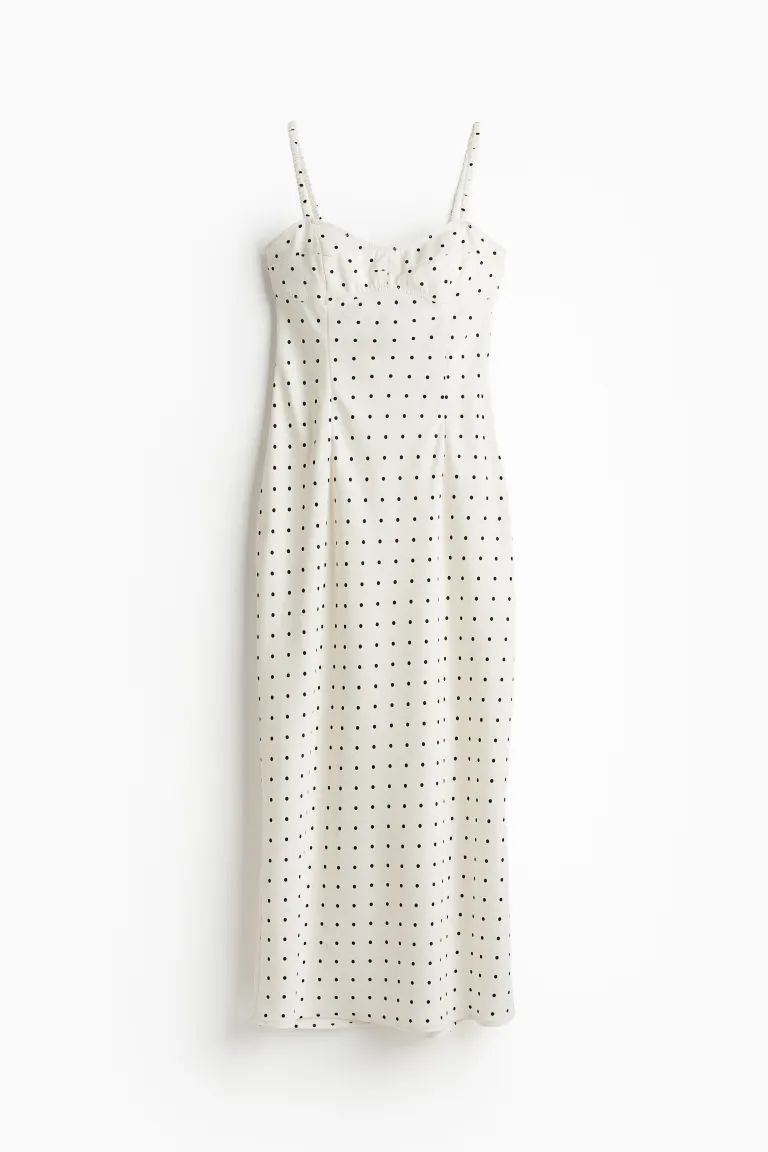 Satin Slip Dress - Cream/dotted - Ladies | H&M US | H&M (US + CA)