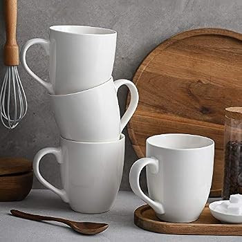 DOWAN 18 Ounce Coffee Mugs, Large White Coffee Mugs Set of 6, Porcelain Mugs with Large Handle for C | Amazon (US)