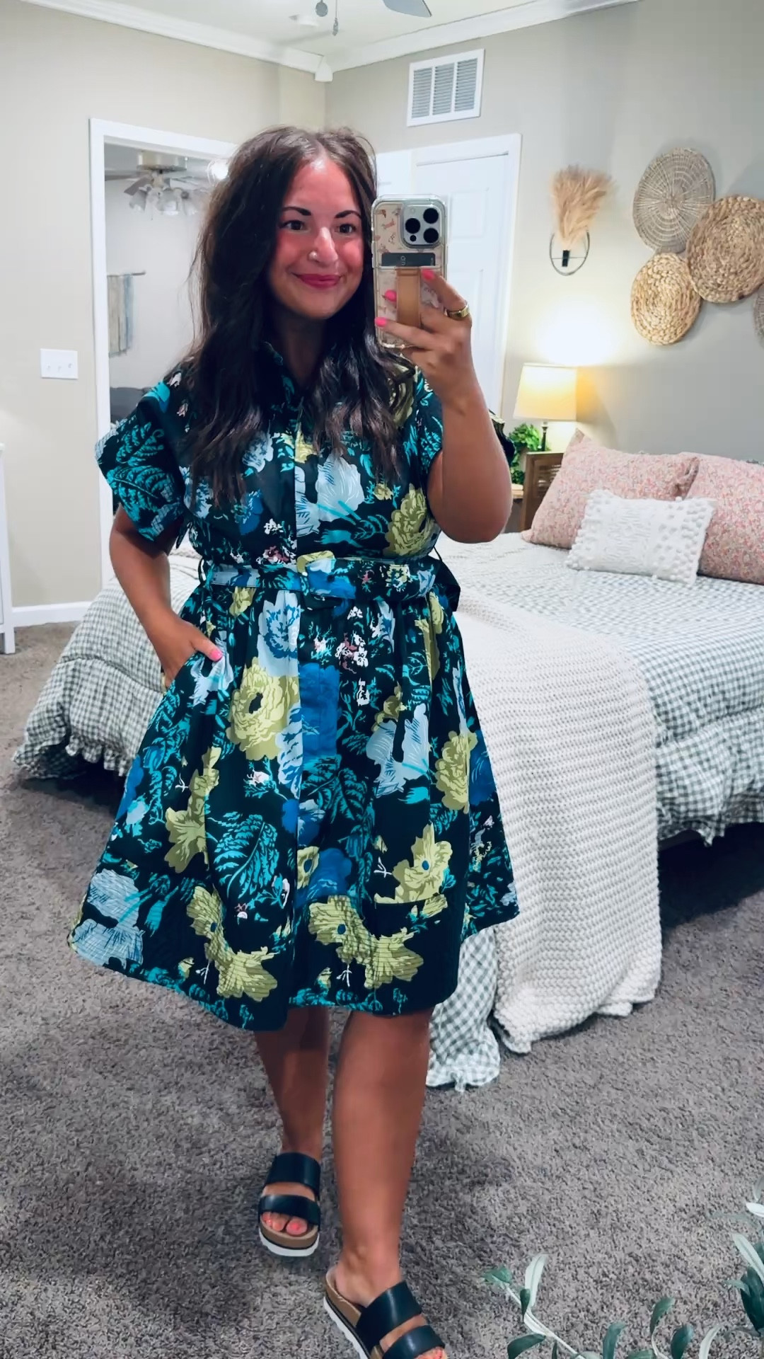 This floral dress is giving effortless elegance. 💕 Lightweight, comfortable, and so flattering—it's perfect for weddings, showers, vacations, or simply feeling a little extra put together

sandals: fit true to size // wearing a 5
dress: fits a tad oversized // wearing a large 

 #LTKootd #LTKMidsize #LTKWorkwear