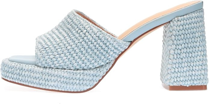 Monrovia Raffia Heeled Sandals for Women，Platform Wedge Slip On Block Heel, Dressy Summer Open ... | Amazon (US)