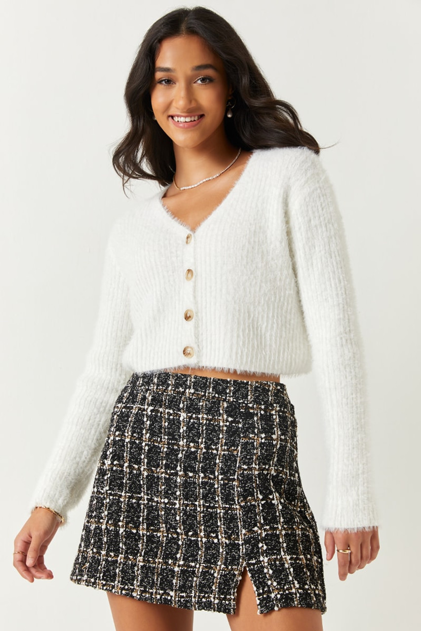 Cassie Tweed Mini Skirt | Francesca's