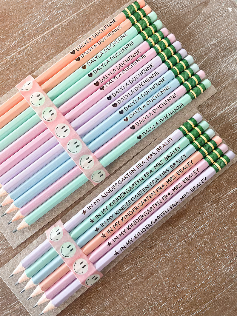 Engraved Pastel Pencils-engraved Pencil Set-engraved Pencils for Teachers-personalized Pencils-ba... | Etsy (US)