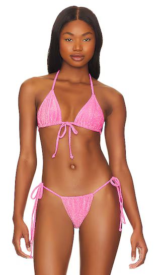 Sparkle Tie Front Triangle Top in Knockout Pink001 | Revolve Clothing (Global)