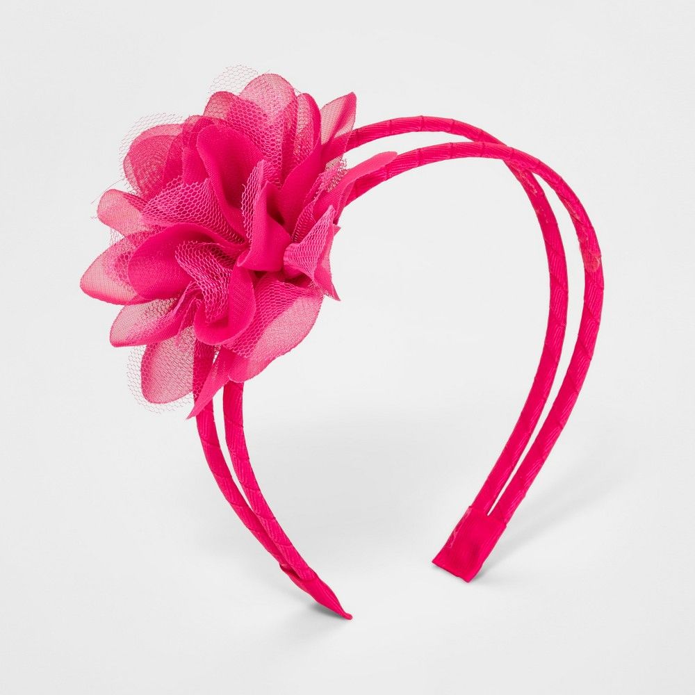 Girls' Mesh Flower Headband - Cat & Jack Fuchsia (Pink) | Target