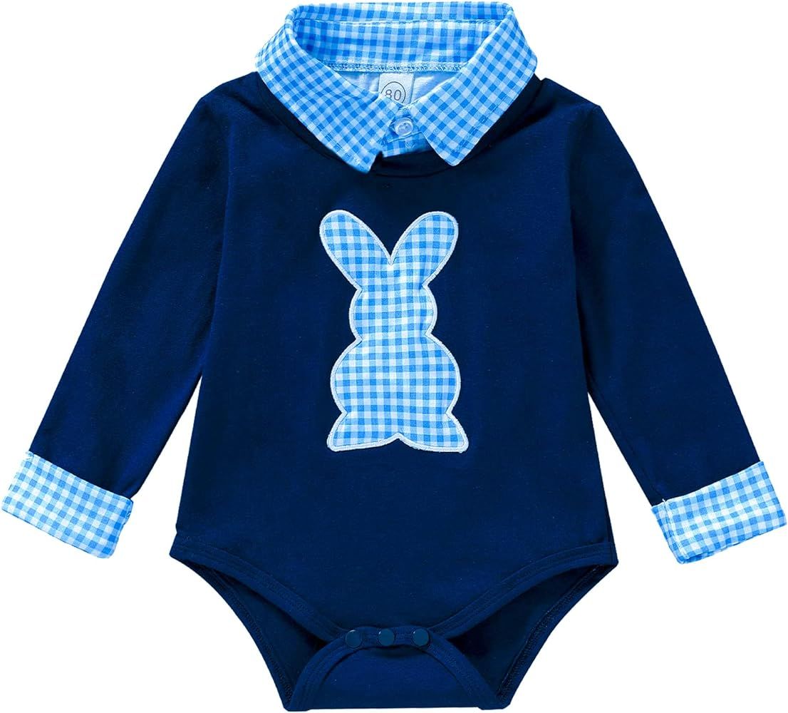 GRNSHTS Baby Boy Easter Outfit Plaid Stand Collar Jumpsuit | Amazon (US)