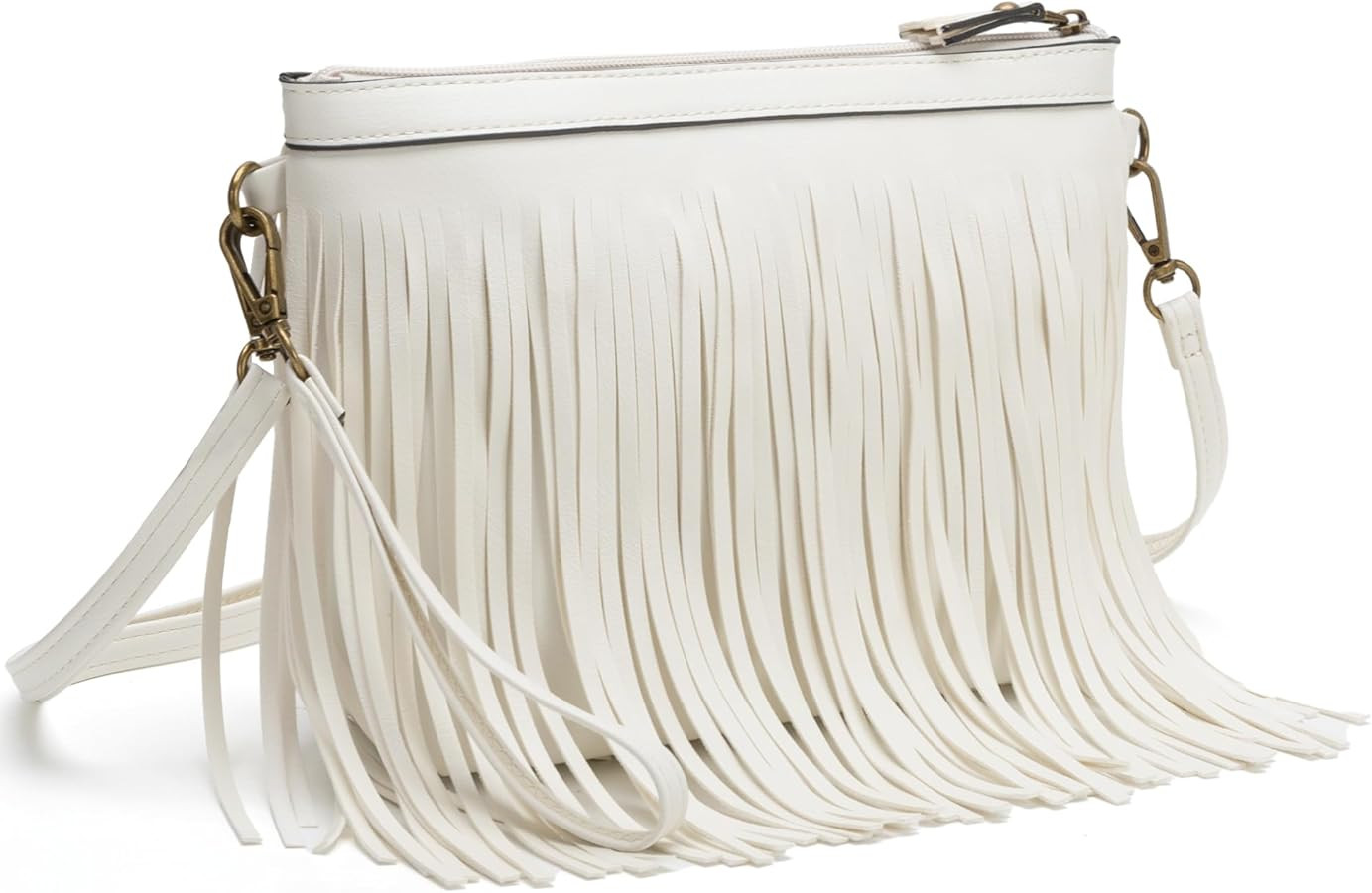 B BRENTANO Vegan Fringed Crossbody Bag with removable Strap, Western style Fringe Purse. | Amazon (US)