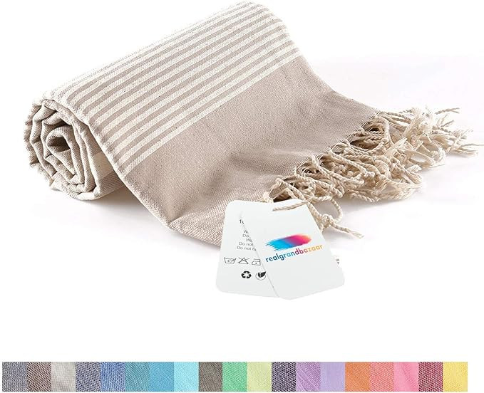 realgrandbazaar Turkish Towel Beach Towel%100 Cotton - Pre Washed, Softly 37 x 64 Oversized Clear... | Amazon (US)