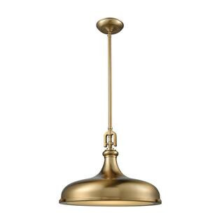 Titan Lighting Rutherford 1-Light Satin Brass with Frosted Glass Diffuser Pendant TN-473301 - The... | The Home Depot
