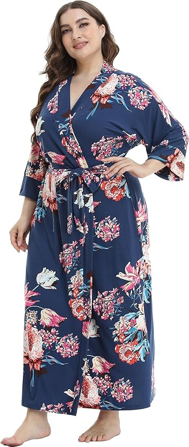 Super Shopping-zone Women's Plus Size Long Robes Kimonos Plus Size Maternity Robes Delivery Robes... | Amazon (US)