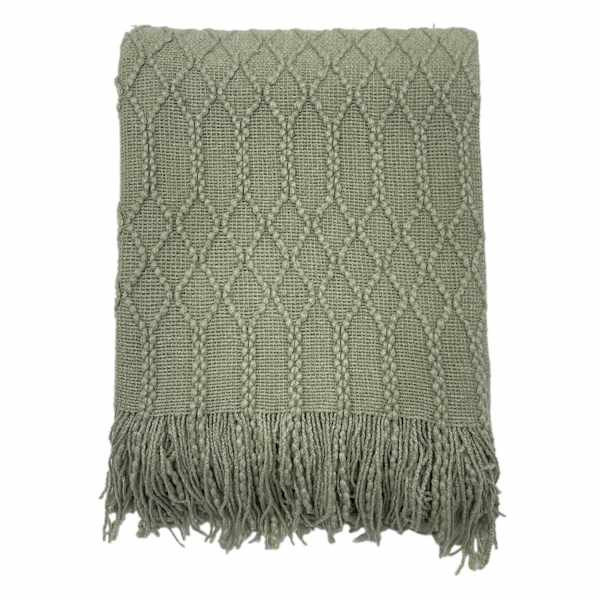 Beverly Sage Green Throw Blanket, Polyester | At Home
