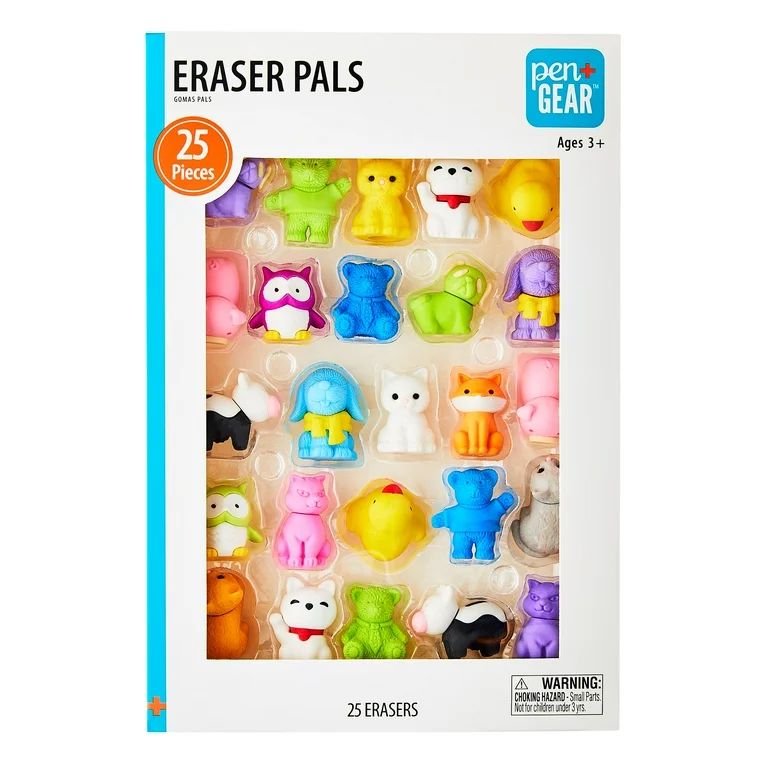 Pen+Gear Eraser Pals, Animals-theme, Multi-color, 25 Count Erasers | Walmart (US)