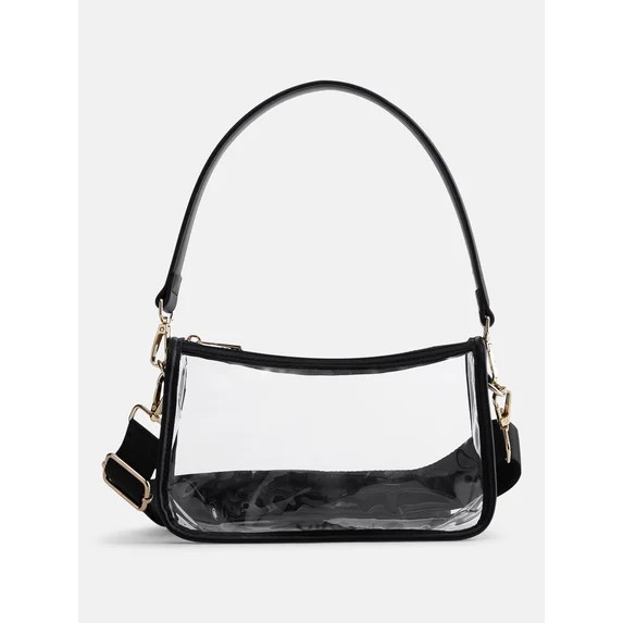 No Boundaries Women's Game Day Clear Mini Shoulder Bag, Black | Walmart (US)