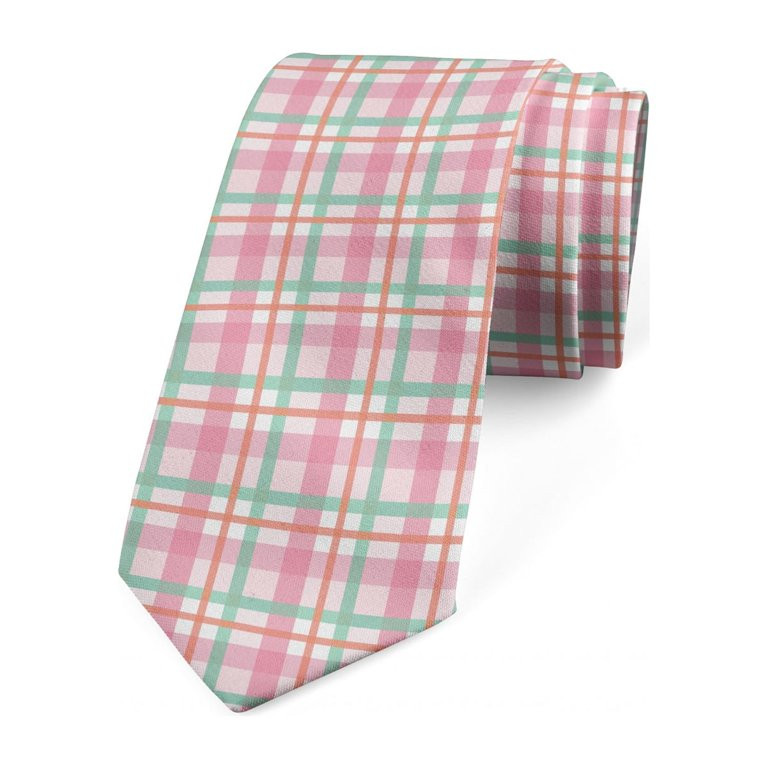 Abstract Necktie, Pastel Color Checkered, Dress Tie, 3.7", Mint Salmon Pale Pink, by Ambesonne | Walmart (US)