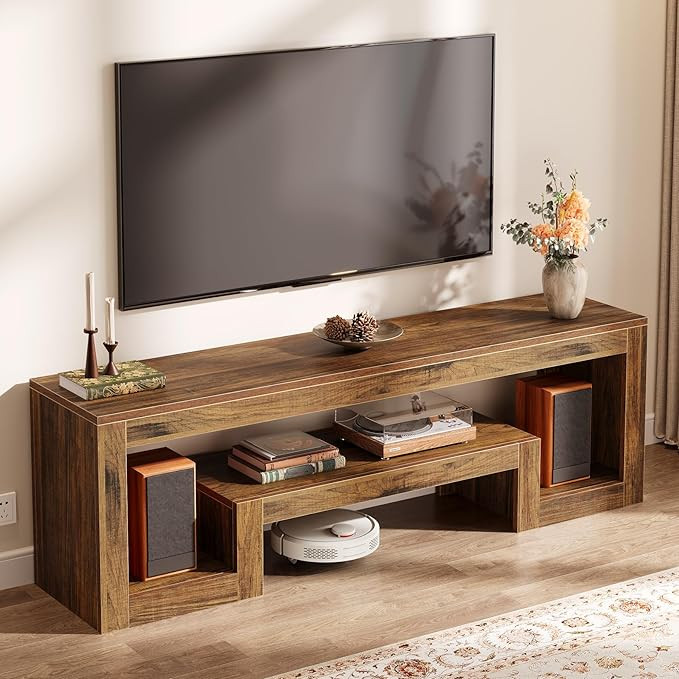 Tribesigns 63-Inch TV Stand for 55/60/65/75-Inch TVs, Farmhouse Entertainment Center with Open St... | Amazon (US)