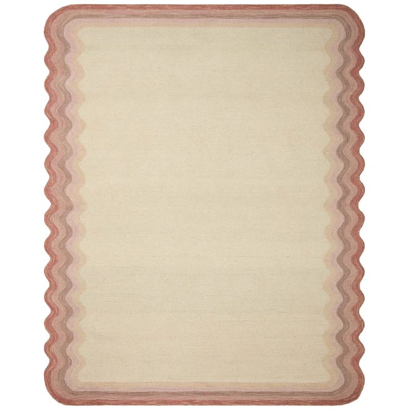 Buena Onda Handmade Hand Hooked Wool Ivory/Rose Rug | Wayfair North America