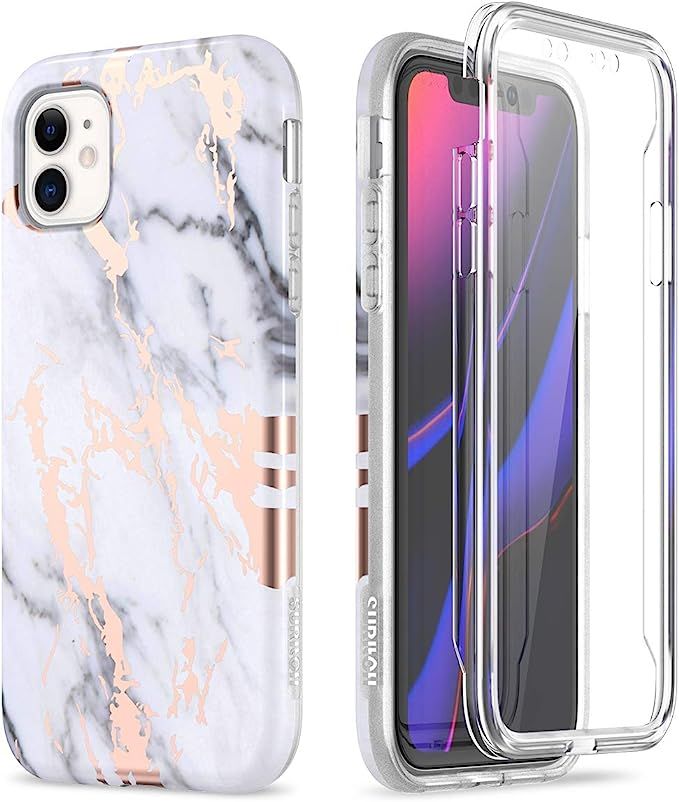 SURITCH Marble iPhone 11 Case, [Built-in Screen Protector] Full-Body Protection Hard PC Bumper + ... | Amazon (US)
