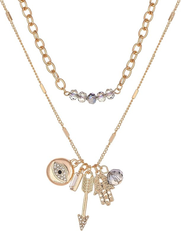 ZMNNOPPAB Layered Evil Eye Necklace and Hamsa Hand Necklace for Women,14K Gold Plated Coin Heart ... | Amazon (US)