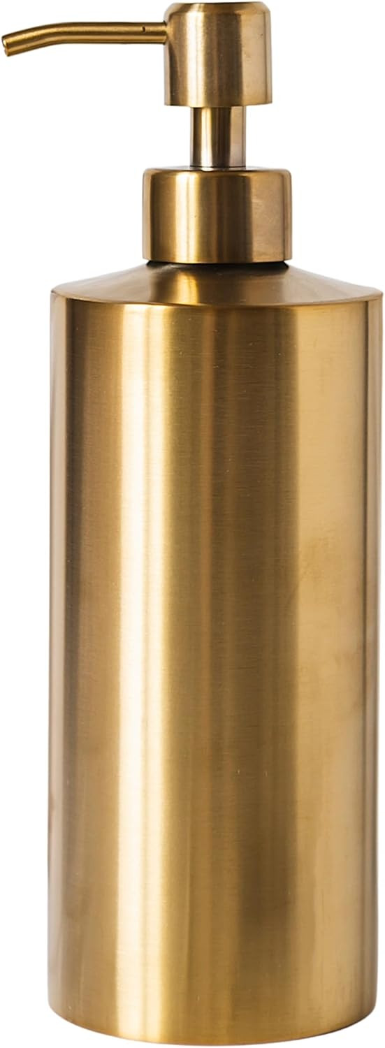 Brass Round Stainless Steel Soap Dispenser, 15 oz | Amazon (US)