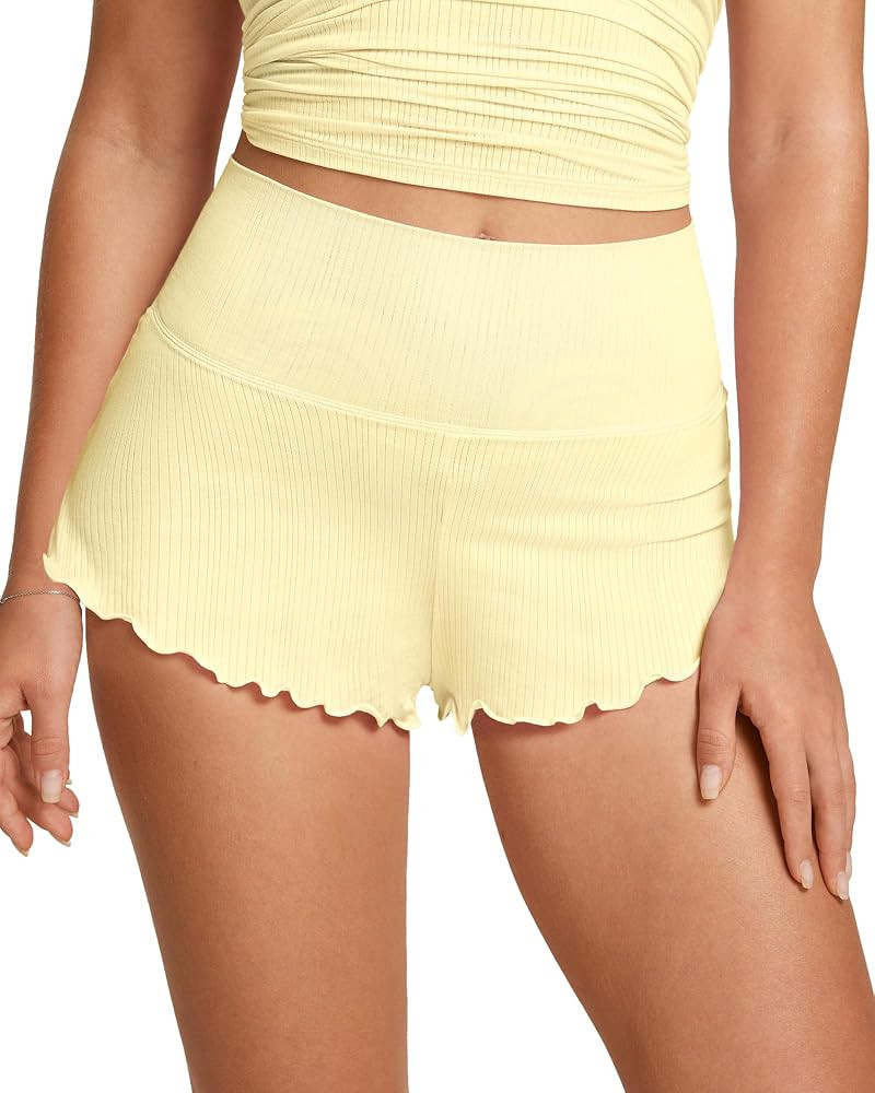 Women's Natrelax Pajamas Shorts Modal Ribbed Foldover Sleep Cheeky Ruched Cute Mini Cozy Lounge S... | Amazon (US)