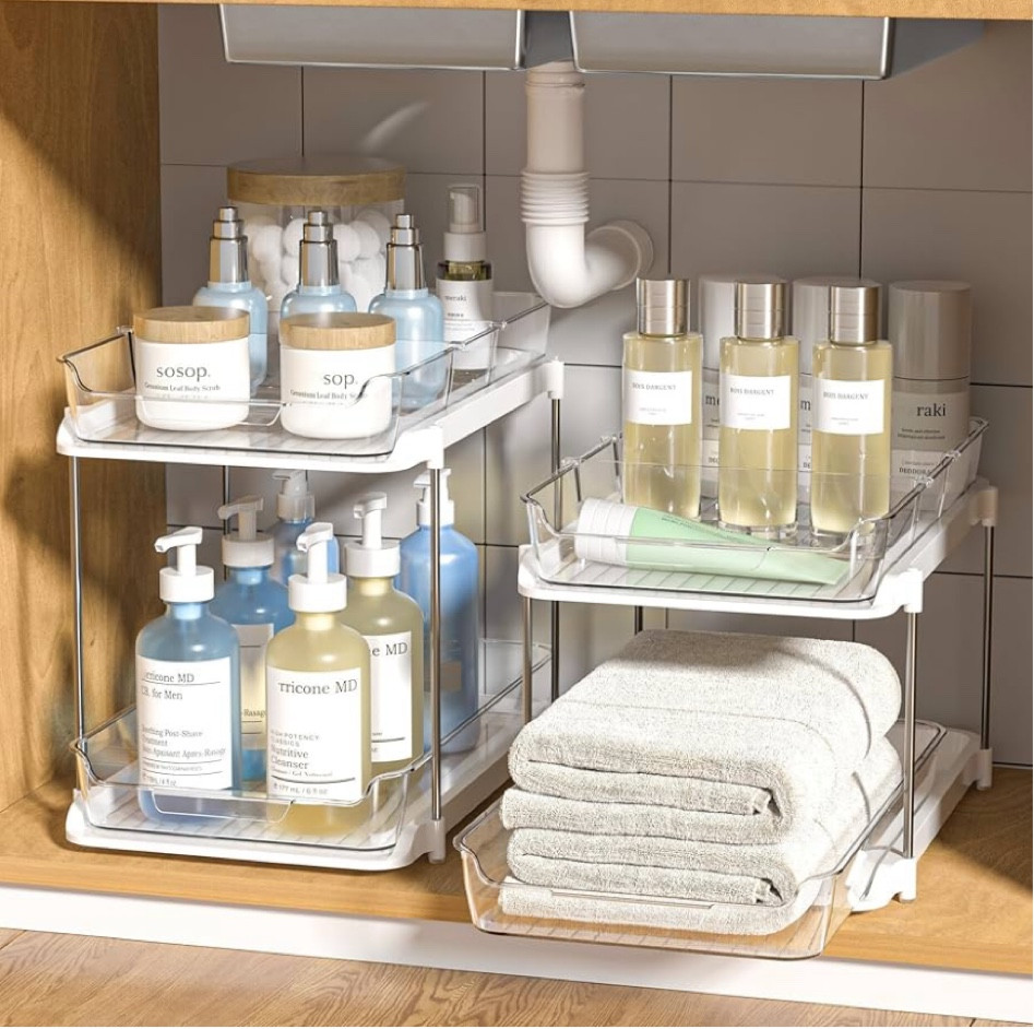 Bathroom & kitchen cupboard/shelf organizers !! 

#LTKFindsUnder50 #LTKVideo #LTKHome