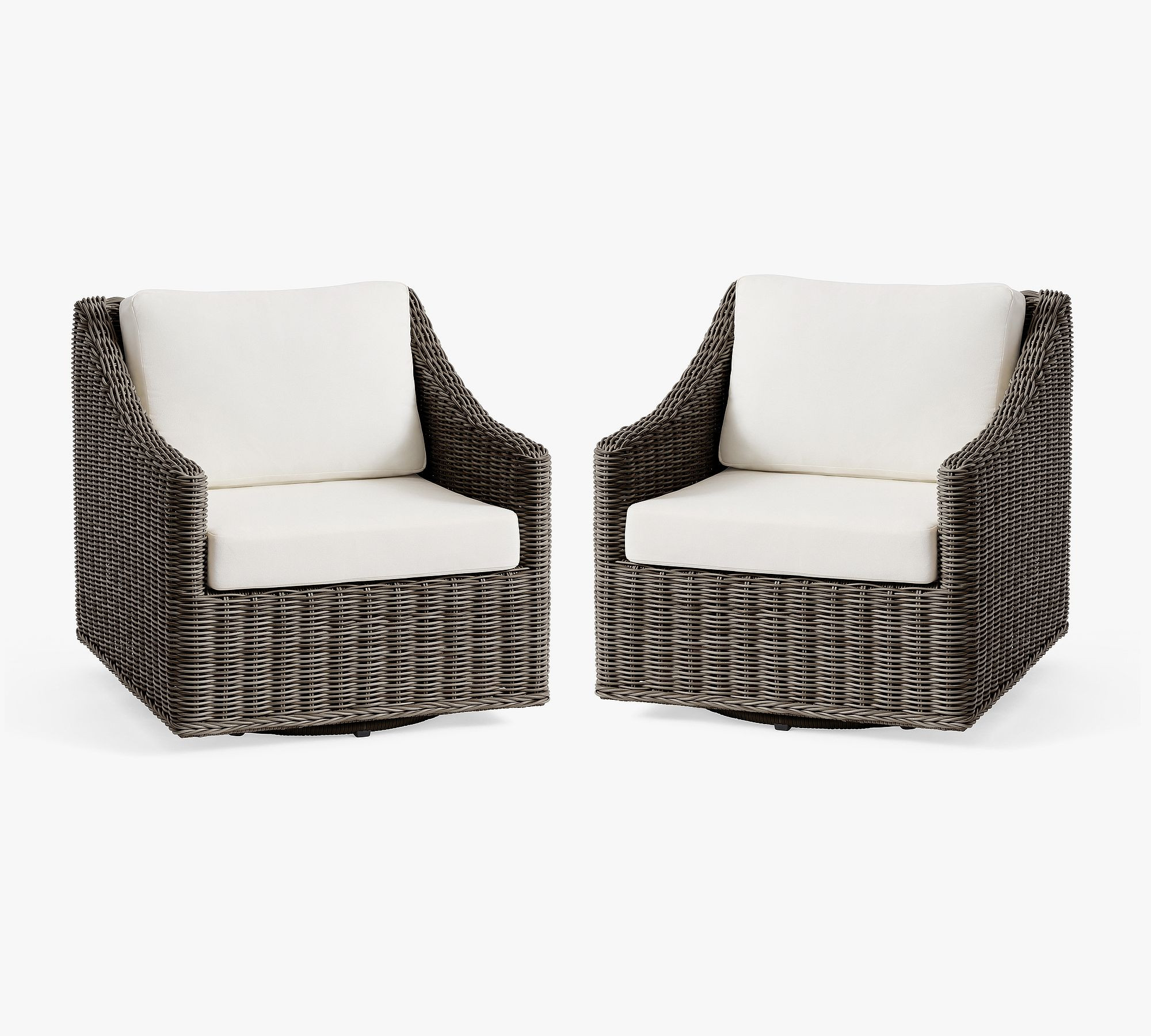Huntington Slim Slope-Arm Swivel Outdoor Lounge Chair with Cushions, Natural, Set of 2 | Pottery Barn (US)