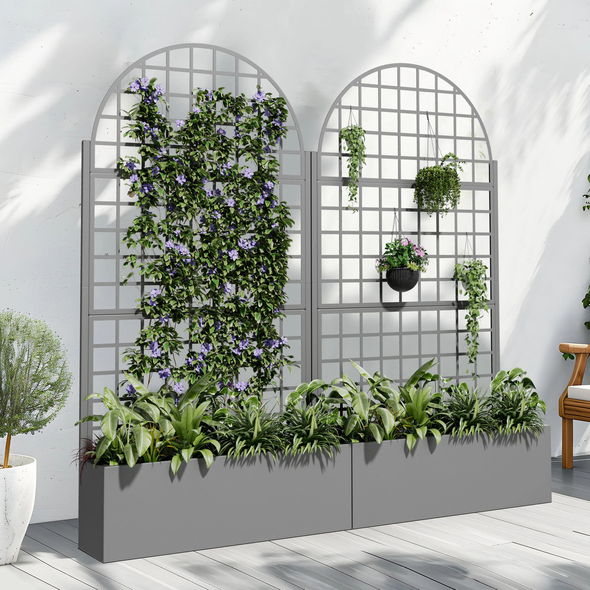 Arlmont & Co. 73"H×35"W Arch Metal Planter Box with Trellis with Wheels | Wayfair | Wayfair North America