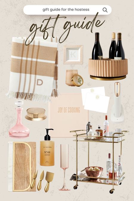 Gift guide for the hostess! Wine bottle holder, bar cart, decanter, monogrammed throw blanket, personalized notecards 

#LTKGiftGuide #LTKsalealert #LTKunder100