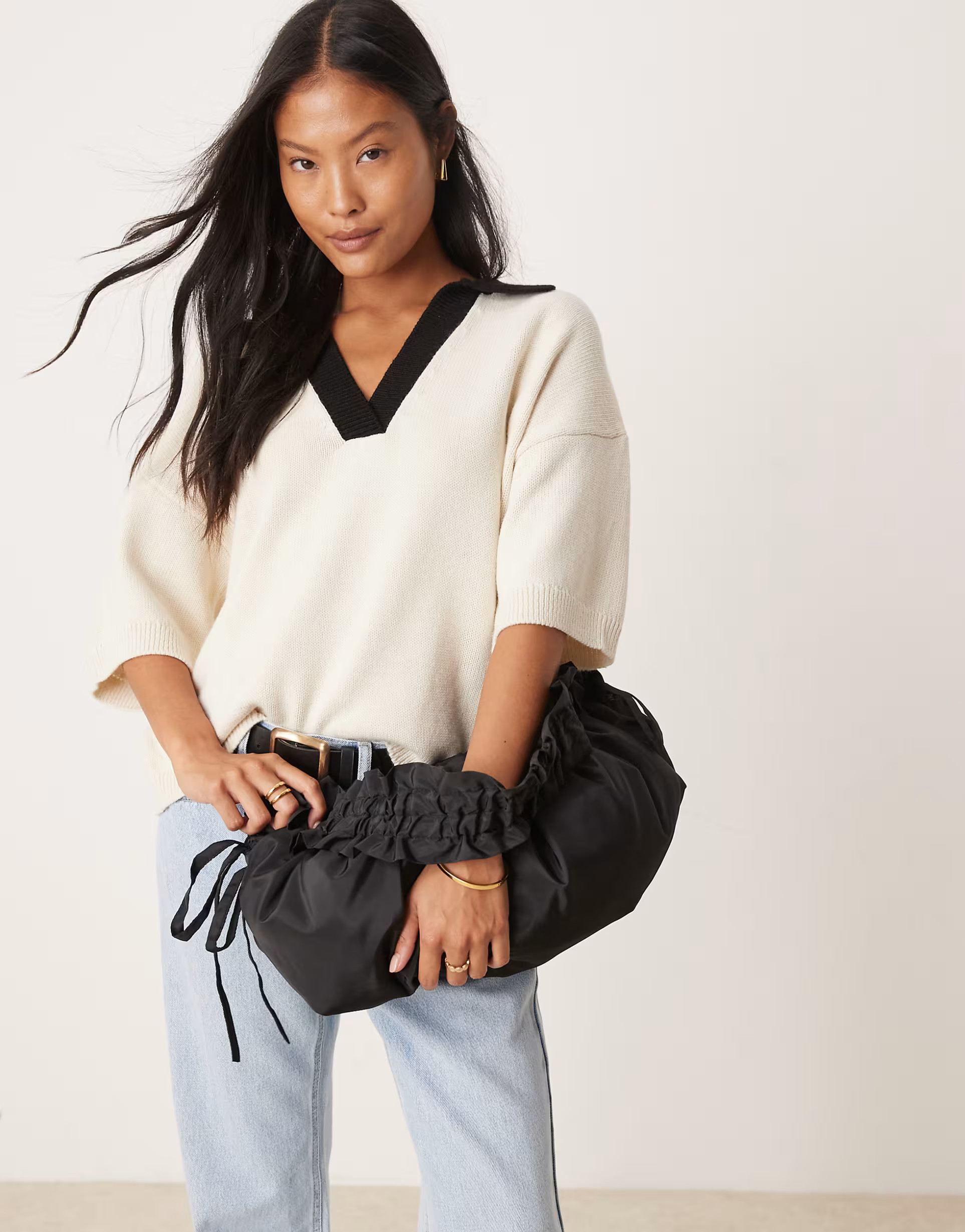 Glamorous nylon ruched crossbody bag in black | ASOS (Global)