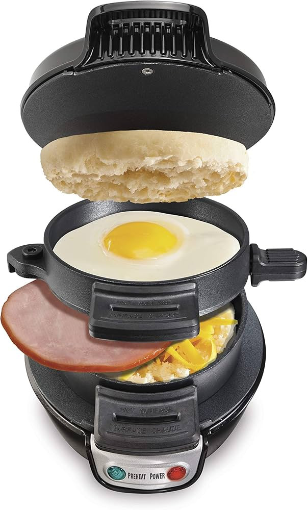 Hamilton Beach Breakfast Sandwich Maker with Egg Cooker Ring, Customize Ingredients, Perfect for ... | Amazon (US)