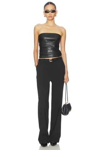 Leynia Faux Leather Top in Black | Revolve Clothing (Global)