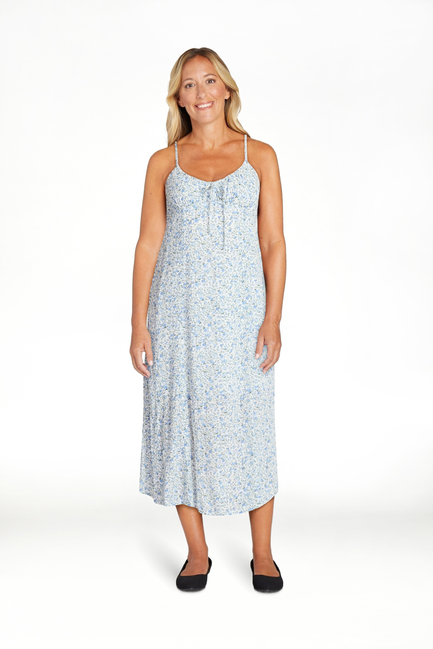 No Boundaries Shirred Midi Dress, Women's XXS-XXL | Walmart (US)