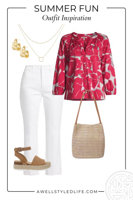 Spring/Summer Outfit Inspiration	

All clothing from Saks Fifth Avenue. Shoes, jewelry and handbag from Amazon.

#fashion #fashionover50 #fashionover60 #springfashion #summerfashion #springoutfit #summeroutfit#saksfifthavenue #saksstyle #amazon #amazonfashion #whitedenim #datenighttop 

#LTKStyleTip #LTKOver40 #LTKSeasonal