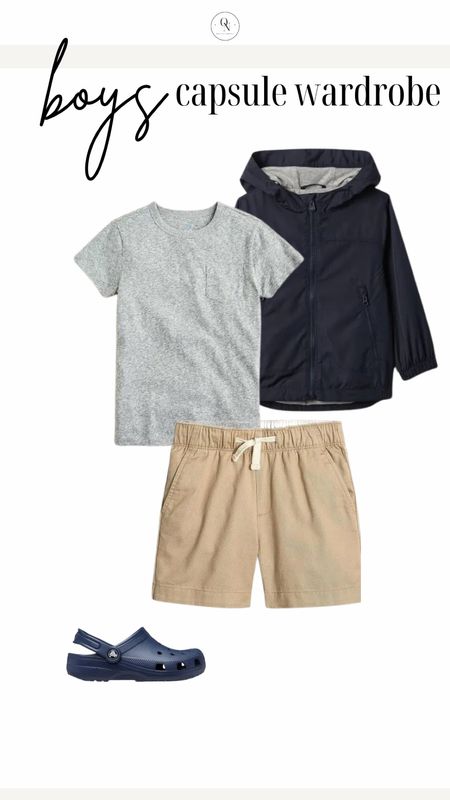 Shorts and a tshirt outfit from the Boys capsule wardrobe. I love these boys pull on shorts from Target. I recommend buying 5 pair - 3 of them being khaki and navy. For casual shoes, we love crocs but natives and keens are two other great options I’m also linking for you!

Here is a list of recommended items with the number I suggest for each! Remember this is a jumping off point and you should go through your kids clothes and see what they have first before heading to the store.

5x Short Sleeve Tshirts // I recommend a mix of graphic and plain Tshirts.

4x Long Sleeve Tshirts // I recommend a mix of plain and stripe

2x polo shirts // solid blues work well here

Jackets // Windbreaker or rain coat and a pullover 

2x Denim // I recommend one dark and one light. We love target jeans and HM for our boys. 

2x Joggers in grey and navy

5x shorts // I recommend navy, khaki and grey as a base and then fill in with color and pattern for the remaining 3.

1x Dress pants // I love Jcrew for my joys.

Shoes // casual sandals that can get wet like keens, crocs or natives Dress shoes (we love loafers!) and sneakers.

Accessories: An easy to adjust belt, socks for sneakers and socks for dress shoes. 

Spring outfits, kids outfits, outfits for boys, boys capsule wardrobe, kids capsule wardrobe, spring capsule wardrobe, boys outfits

#LTKSeasonal #LTKSpringSale