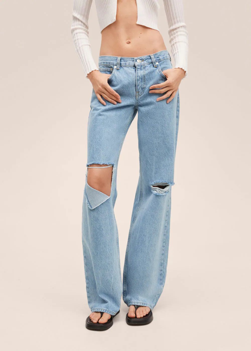 Low waist wideleg jeans | MANGO (US)