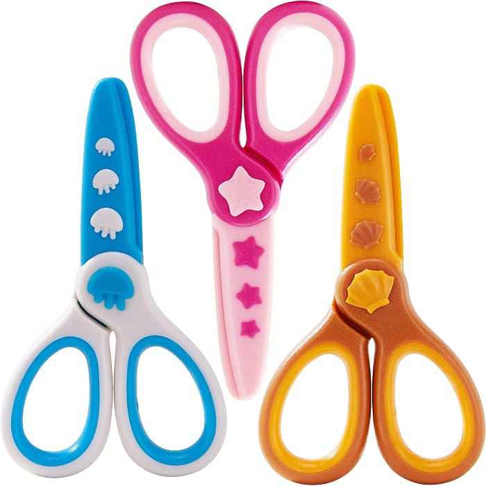 3 Pcs Toddler Plastic Safety Scissors for Kids, Plastic 4.5" Pre-School Training Scissors for Kid... | Amazon (US)