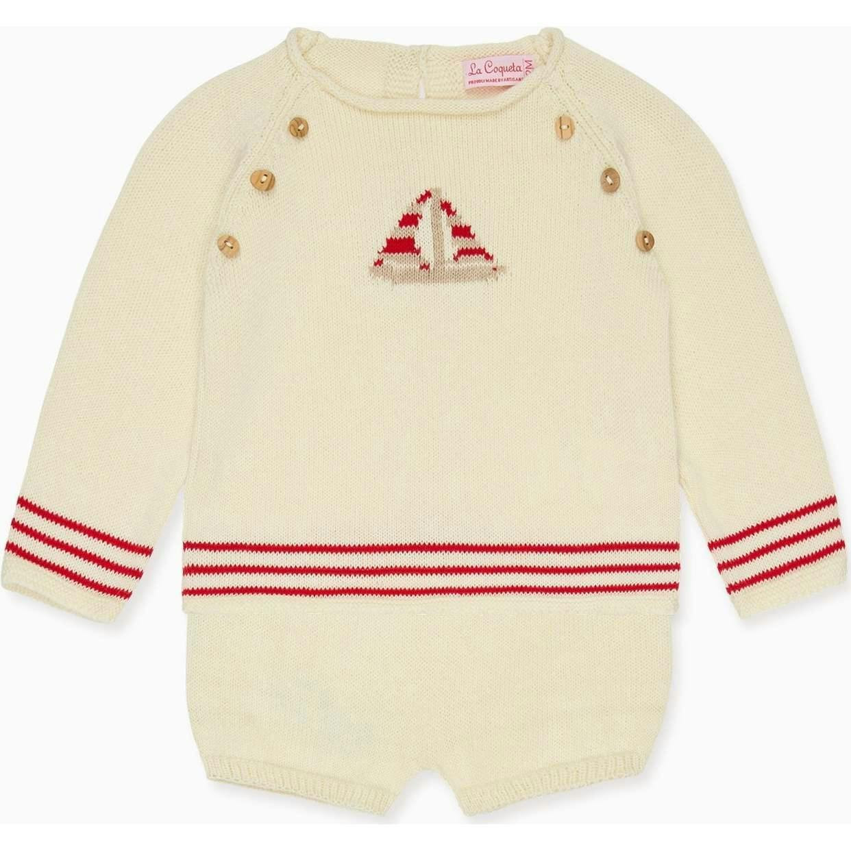 Red Stripe Ancla Cotton Baby Knitted Set | Maisonette