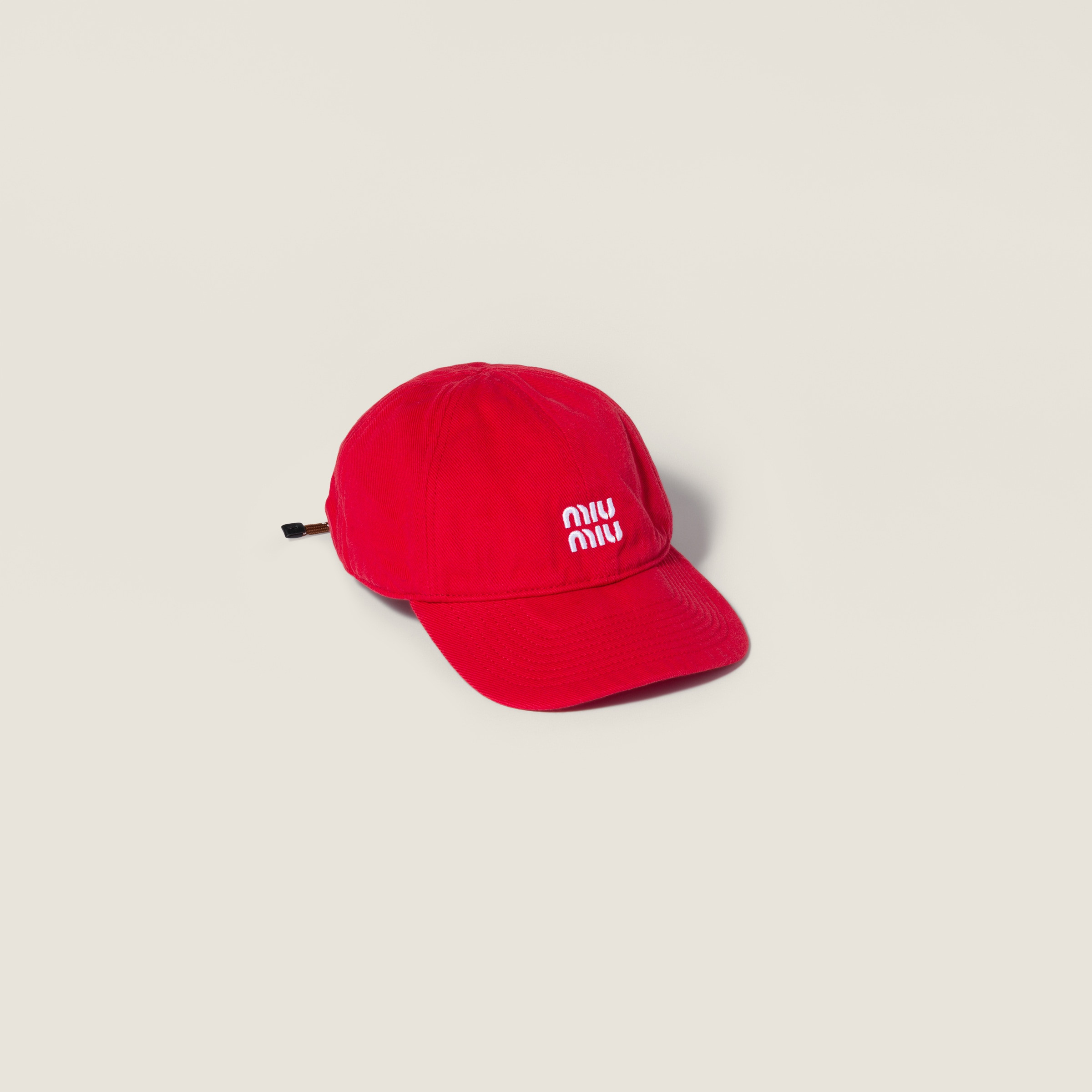 Red/tobacco Denim Baseball Cap | Miu Miu - United Kingdom | Miu Miu UK