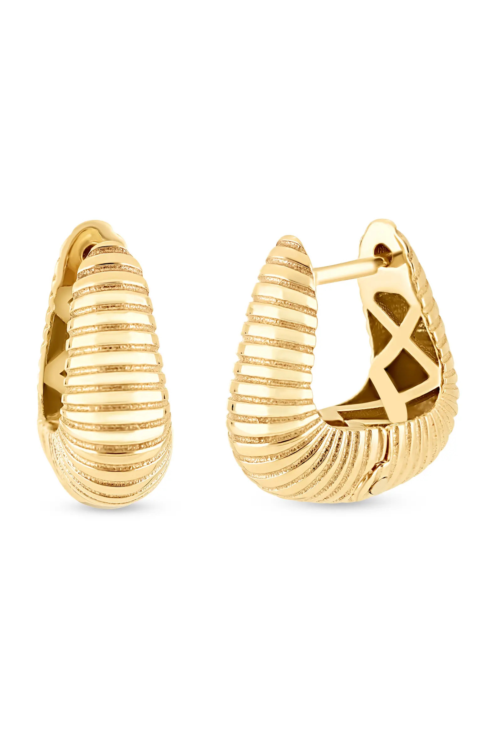 14K Gold Fluted Huggie Earrings (Women) | Nordstrom | Nordstrom