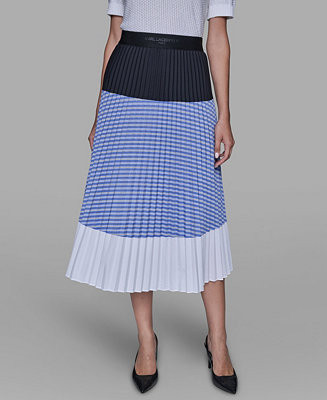 Women's Colorblock Pleated Stripe Pull-On Skirt | Macy's