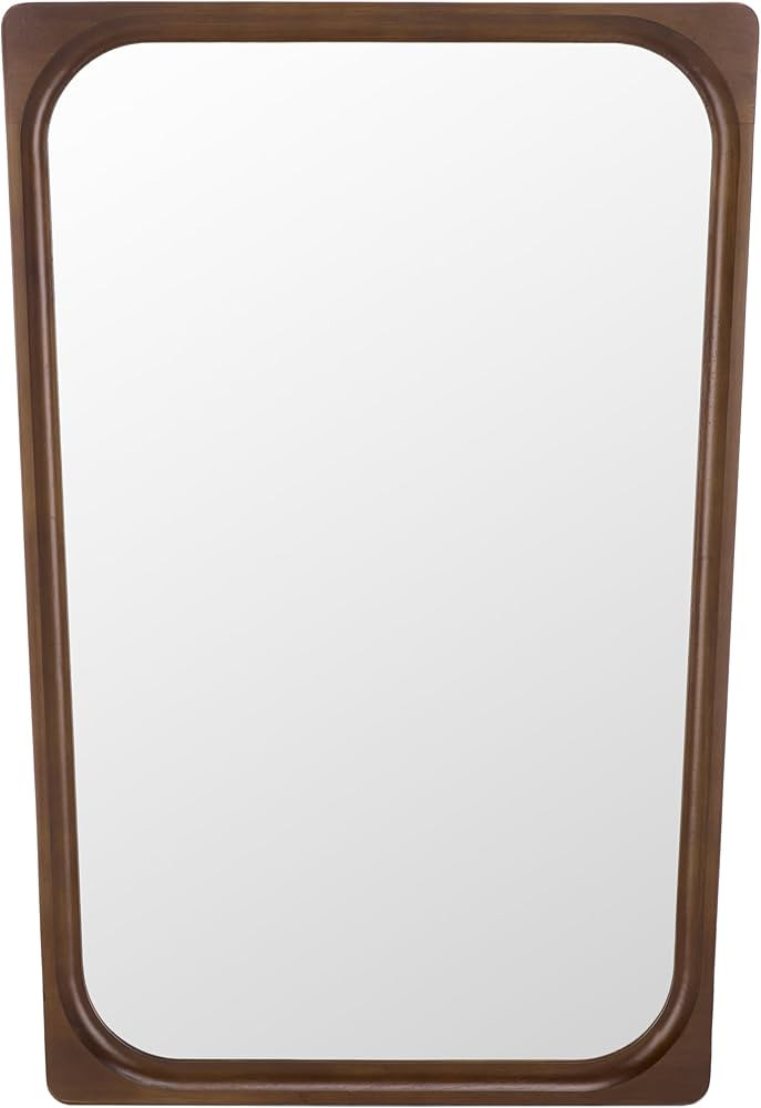 SAFAVIEH Home Collection – Lola Brown Wall Mirror, Rounded Rectangular Wood Frame, Vertical Han... | Amazon (US)