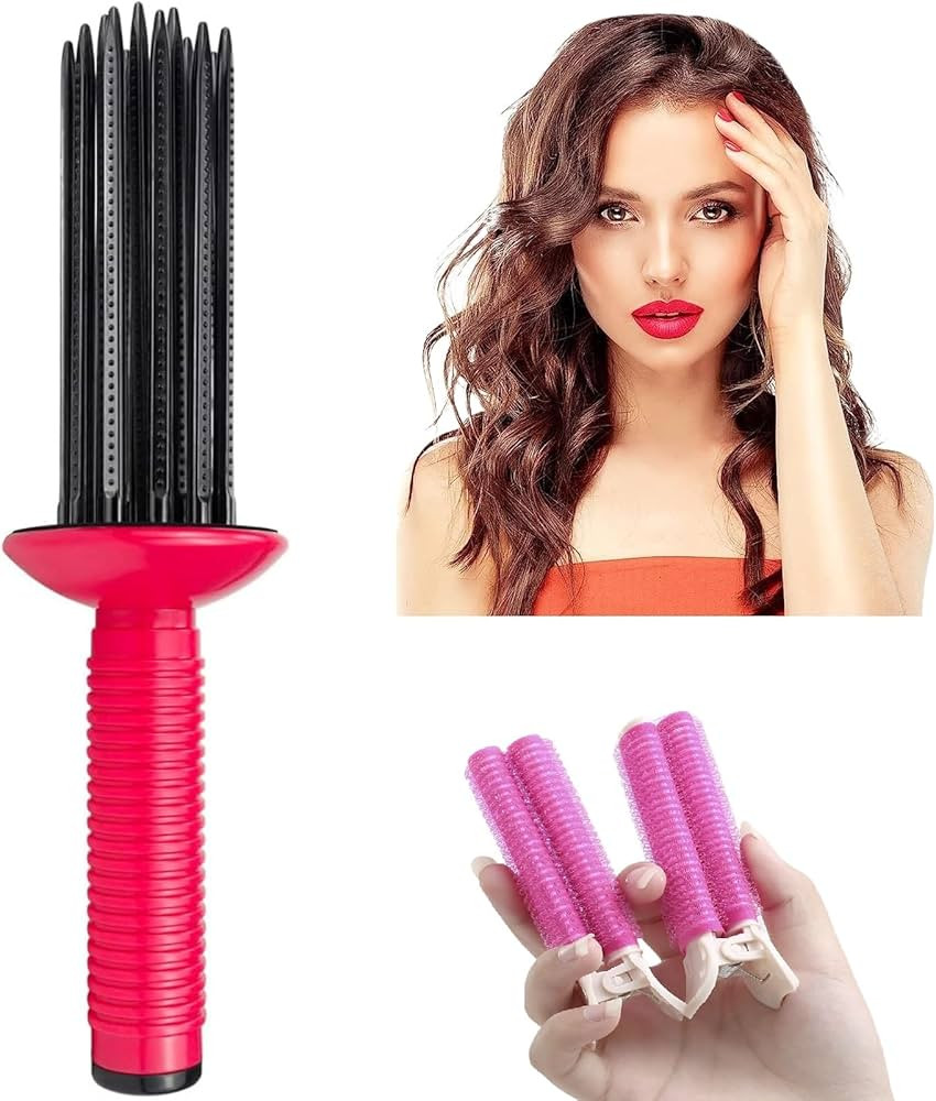 17 Teeth Round Comb Hair Brush Styler for Curly Hair, Portable Anti‑Slip Curling Wand, Curly Ha... | Amazon (US)
