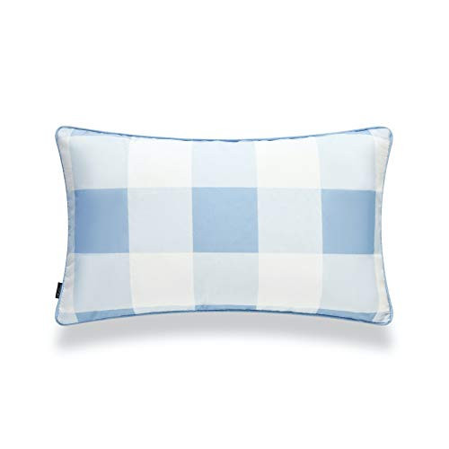 Hofdeco Coastal Patio Indoor Outdoor Lumbar Pillow Cover ONLY for Backyard, Couch, Sofa, Baby Blue Buffalo Check, 12"x20" | Amazon (US)