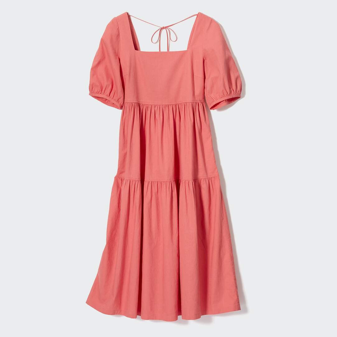 Linen Blend Shirring Volume Sleeved Dress | UNIQLO (UK)
