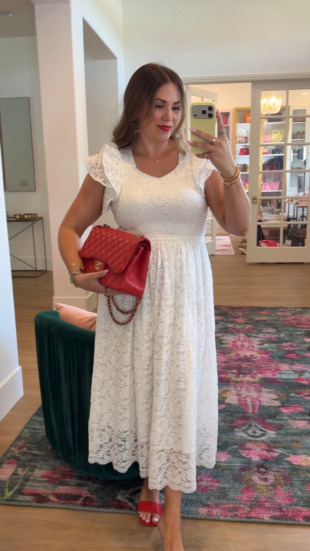 curvy midsize white and red outfit for the 4th of july! wearing size medium in white lace maxi dress (comes in mini size too!) 🤍

#LTKSeasonal #LTKMidsize