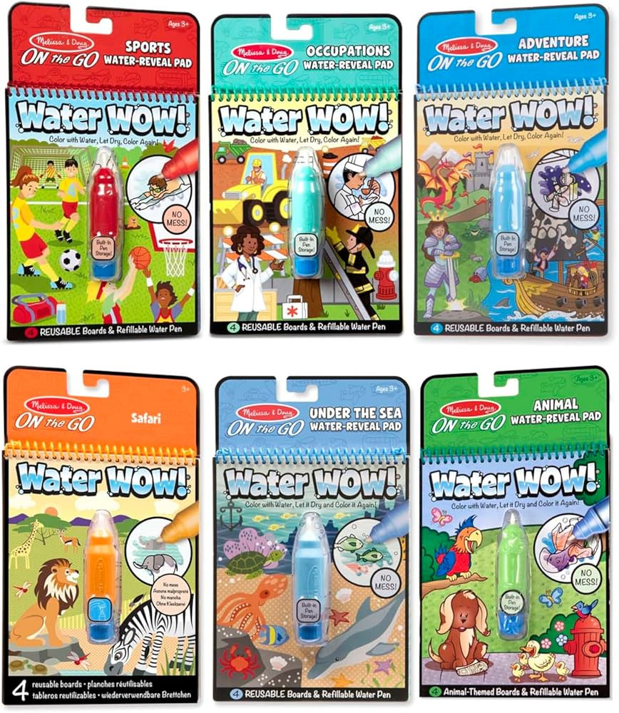 Melissa & Doug On the Go Water Wow Reusable Color with Water Activity Pad 6-Pack, Sports, Occupat... | Amazon (US)