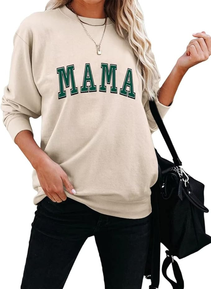 Dressmine Womens Crewneck Mama Sweatshirt Oversized Maternity Long Sleeve Shirt Cute Sweaters Gra... | Amazon (US)