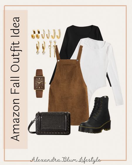 Amazon fall outfit ideas!! Amazon fashion! Amazon finds! Overall dresses and long sleeve shirts, black crossbody purse, and black boots! Fall purse and fall booties!

#LTKstyletip #LTKunder100 #LTKshoecrush